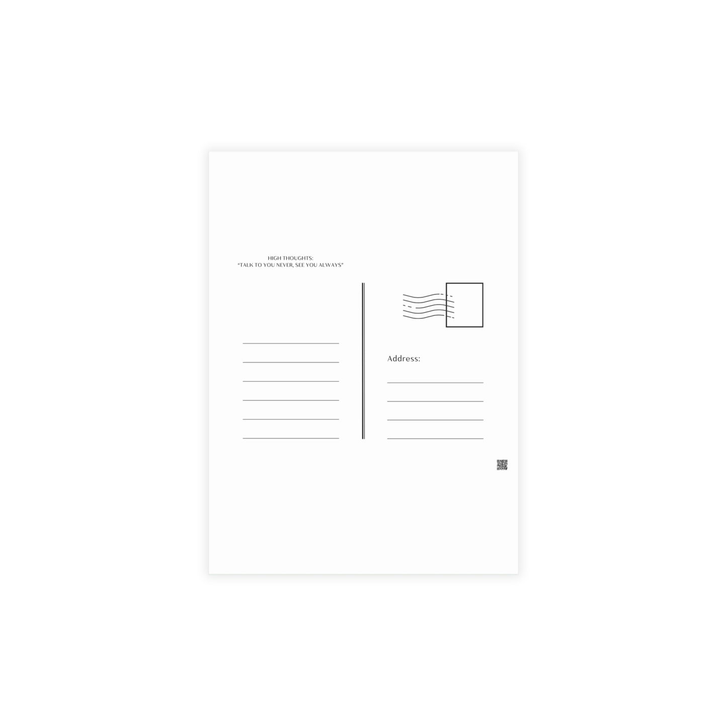 Postcard: "Talk To You Never, See You Always" (bundles of 10, 30 or 50)